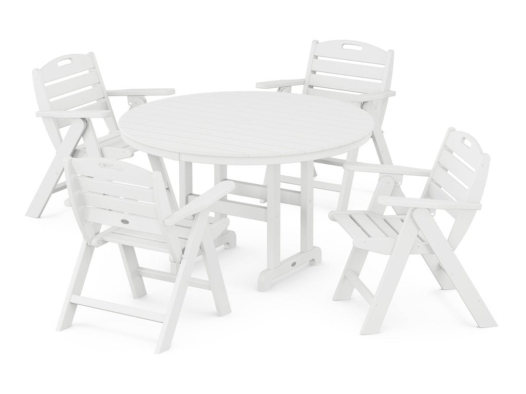 Nautical Folding Lowback Chair 5-Piece Round Farmhouse Dining Set Photo