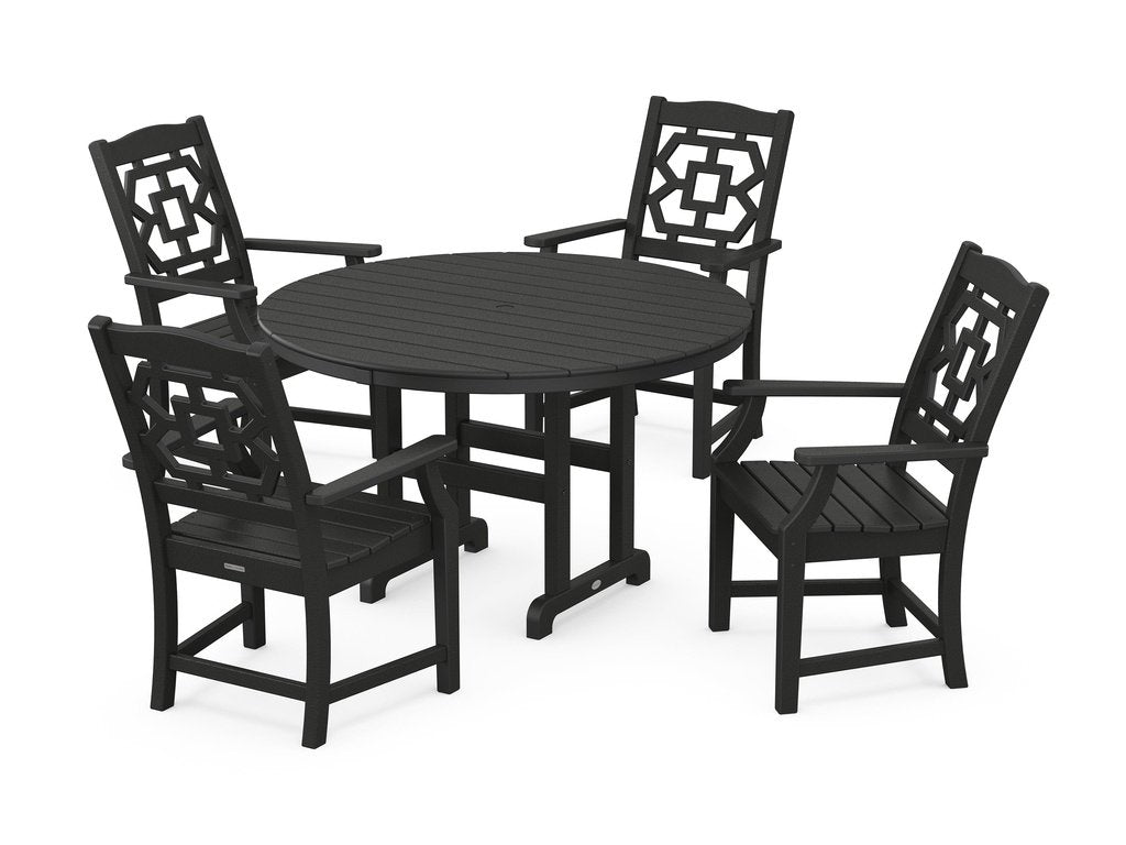 Chinoiserie 5-Piece Round Farmhouse Dining Set Photo