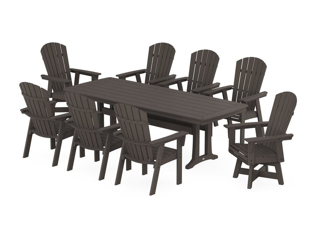 Nautical Curveback Adirondack Swivel 9-Piece Dining Set with Trestle Legs Photo