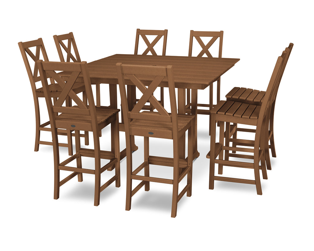 Braxton 9-Piece Farmhouse Trestle Bar Set Photo