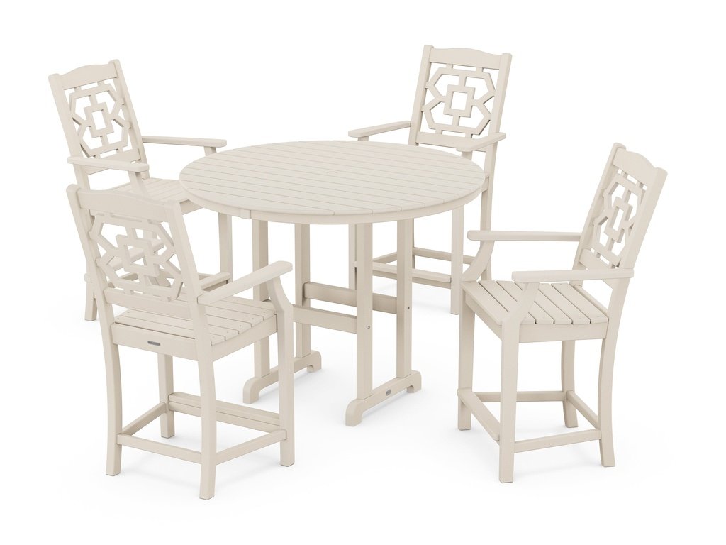 Chinoiserie 5-Piece Round Farmhouse Counter Set Photo