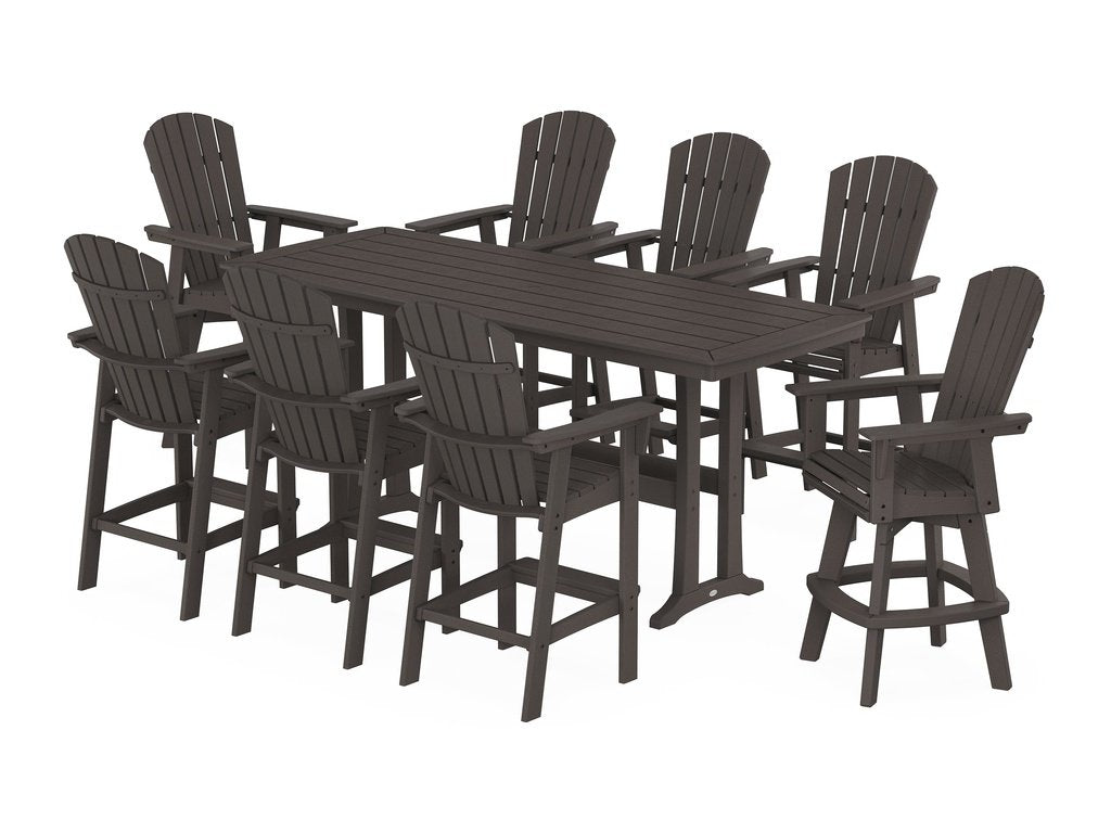 Nautical Curveback Adirondack Swivel 9-Piece Bar Set with Trestle Legs Photo