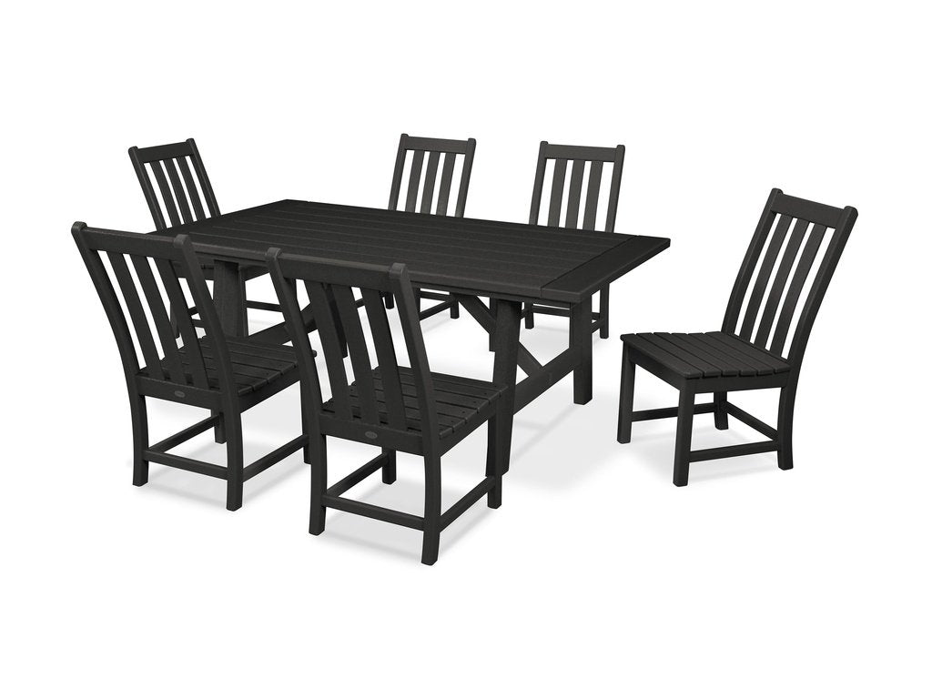 Vineyard 7-Piece Rustic Farmhouse Side Chair Dining Set Photo