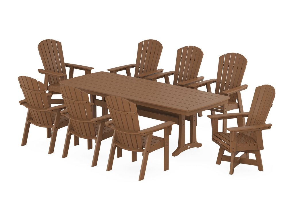 Nautical Curveback Adirondack Swivel 9-Piece Dining Set with Trestle Legs Photo