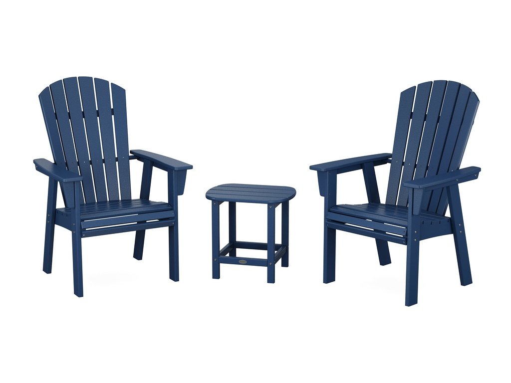 Nautical 3-Piece Curveback Upright Adirondack Chair Set Photo