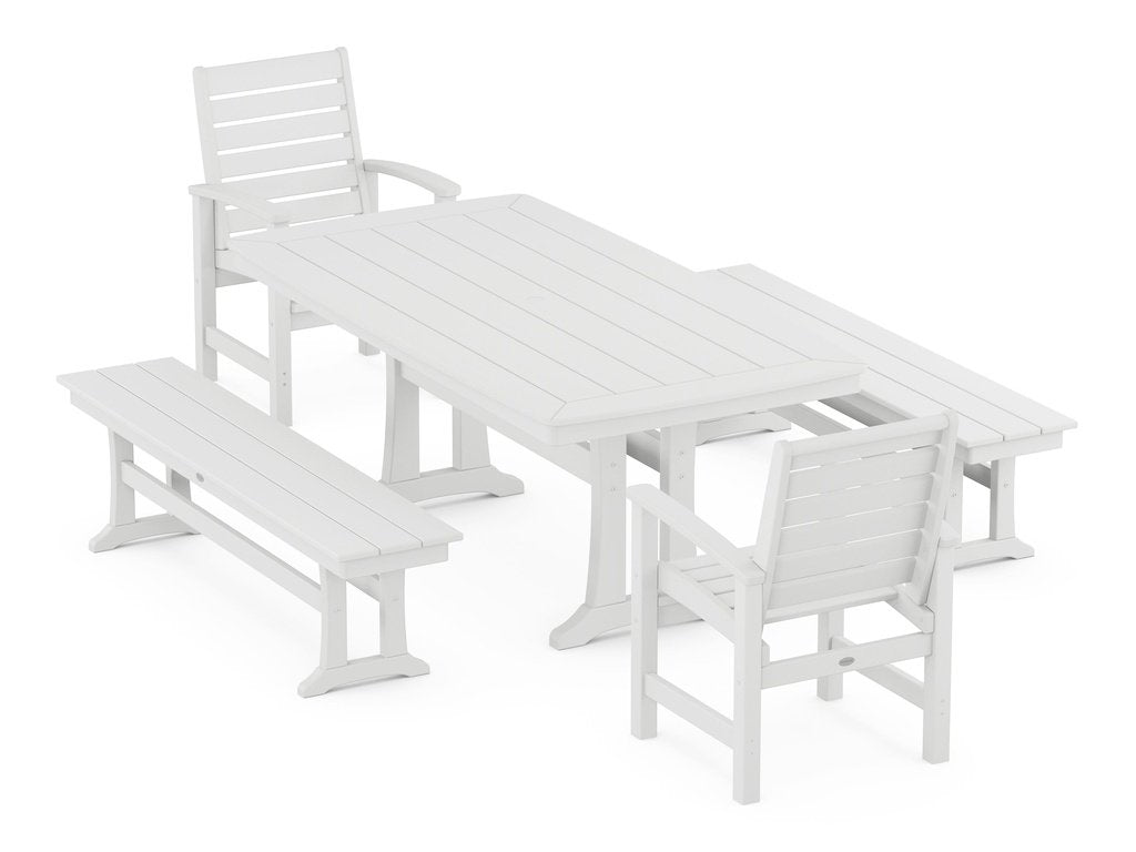 Signature 5-Piece Dining Set with Trestle Legs Photo