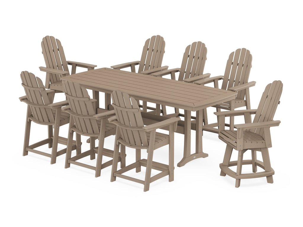 Vineyard Curveback Adirondack Swivel 9-Piece Counter Set with Trestle Legs Photo