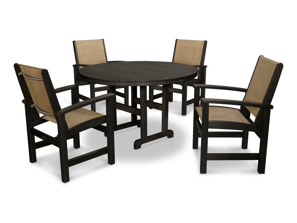 Coastal 5-Piece Round Farmhouse Dining Set Photo