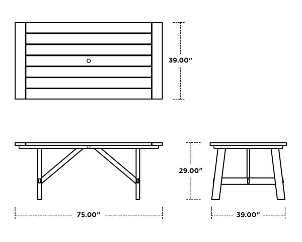 Rustic Farmhouse 39" x 75" Dining Table | Natural Finish - Retreat Home Furniture