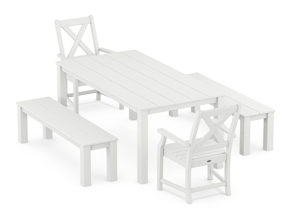 Braxton 5-Piece Parsons Dining Set with Benches Photo