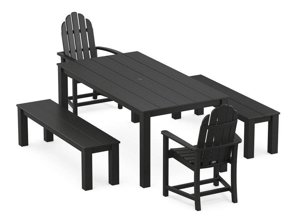 Classic Adirondack 5-Piece Parsons Dining Set with Benches Photo