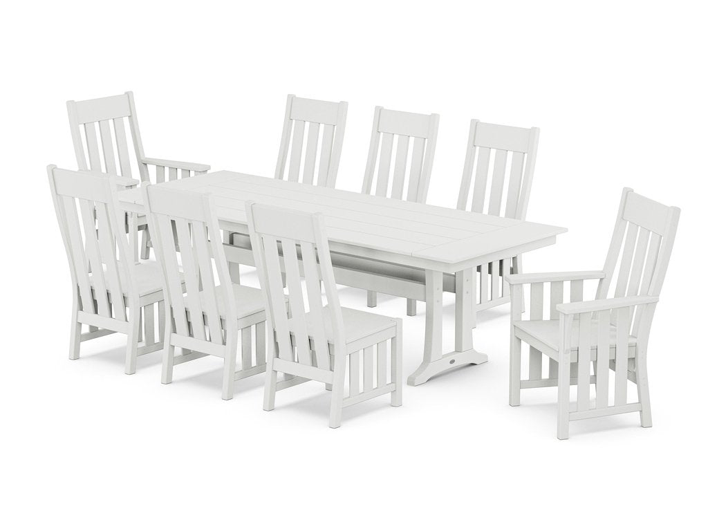 Acadia 9-Piece Farmhouse Dining Set with Trestle Legs Photo