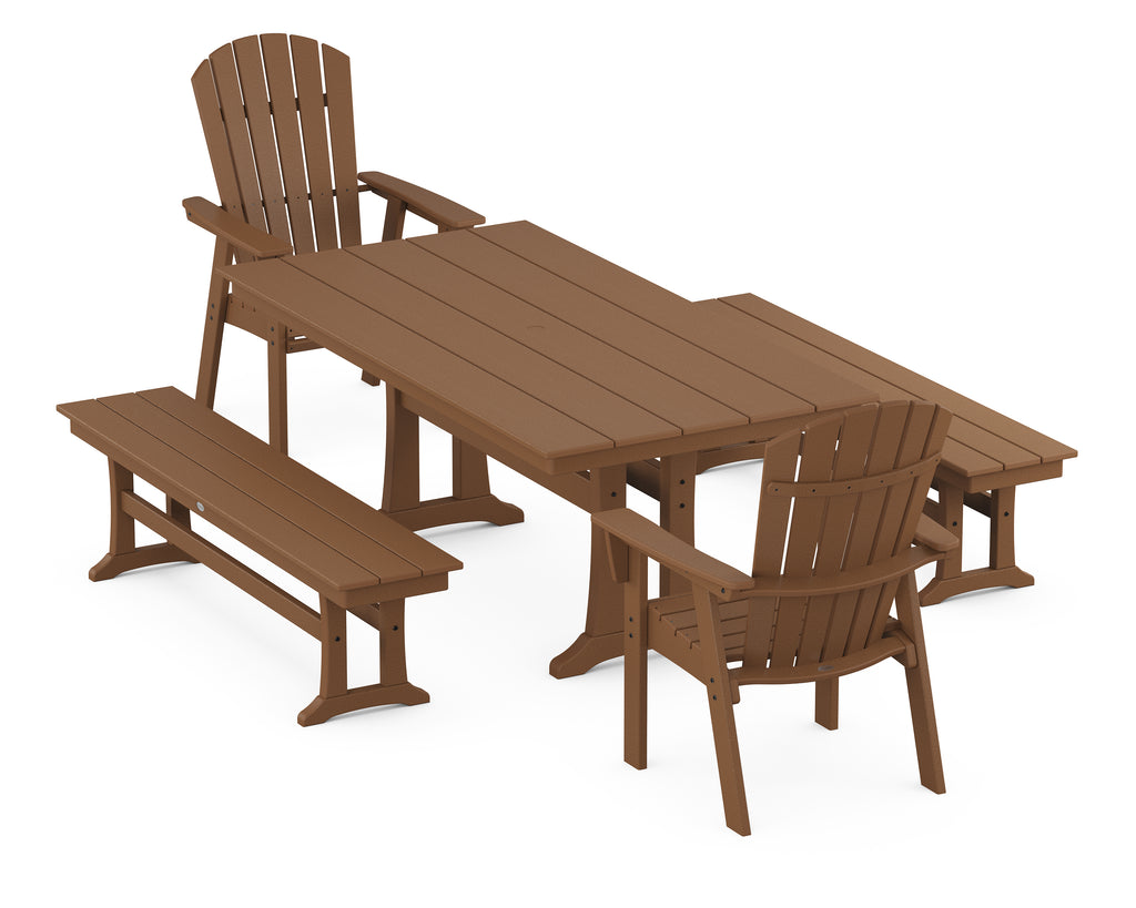 Nautical Adirondack 5-Piece Farmhouse Dining Set With Trestle Legs Photo