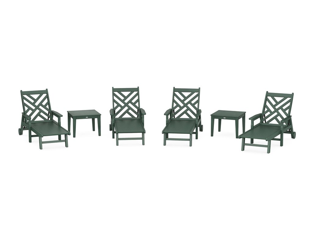 Chippendale 6-Piece Chaise Set with Arms and Wheels Photo