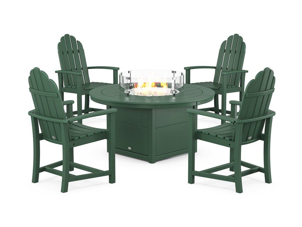 Classic 4-Piece Upright Adirondack Conversation Set with Fire Pit Table Photo