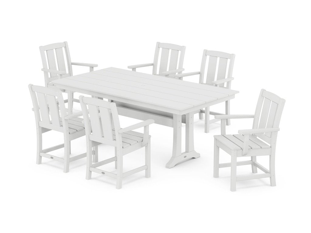 Mission Arm Chair 7-Piece Farmhouse Dining Set with Trestle Legs Photo