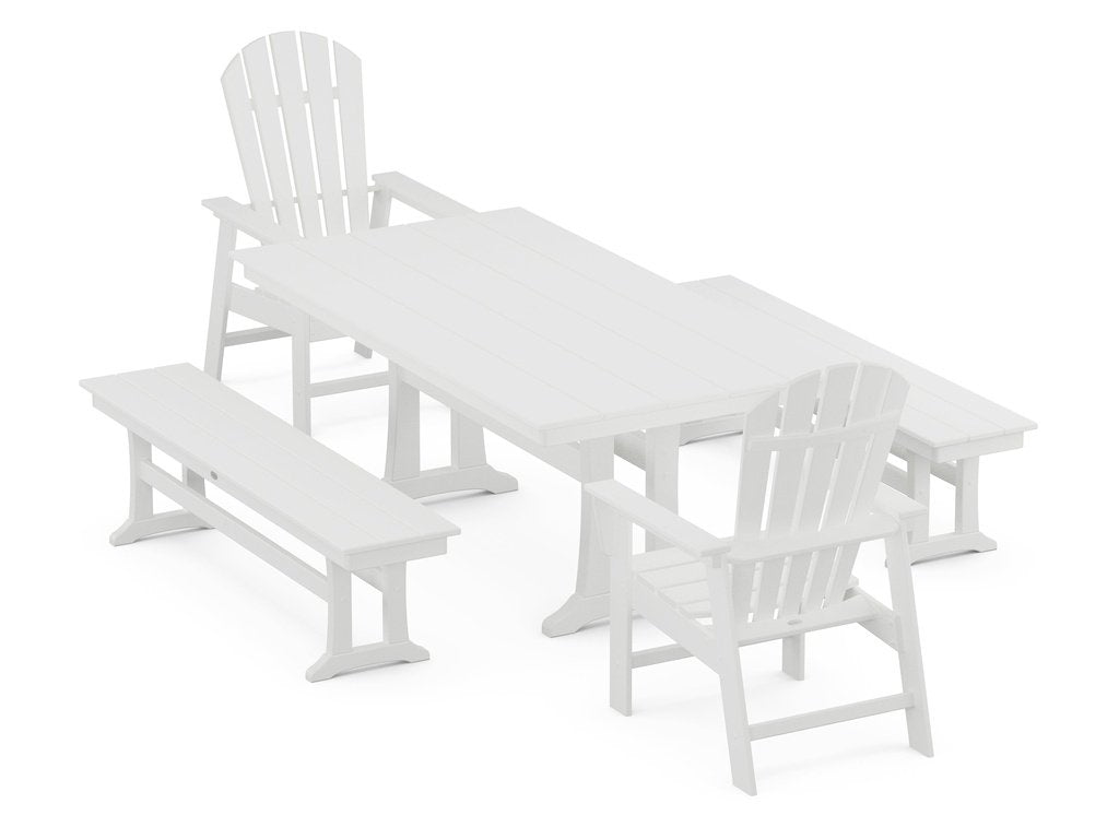 South Beach 5-Piece Farmhouse Dining Set With Trestle Legs Photo