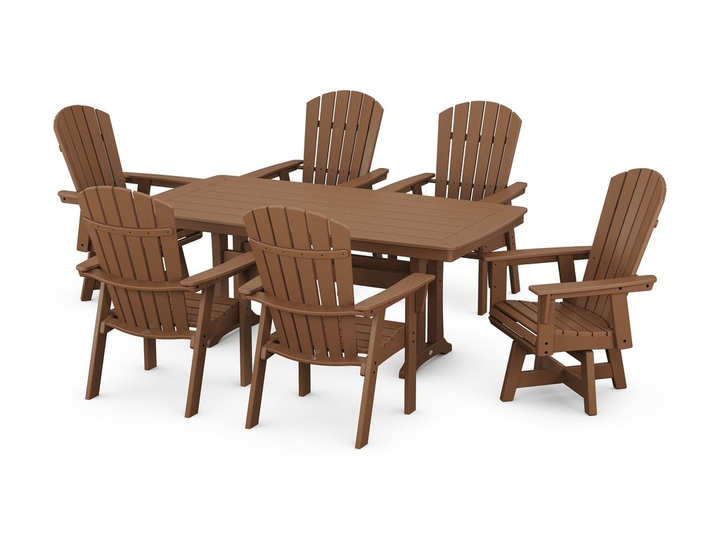 Nautical Curveback Adirondack Swivel Chair 7-Piece Dining Set with Trestle Legs Photo