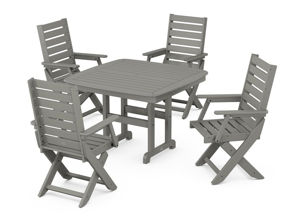 Captain Folding Chair 5-Piece Dining Set with Trestle Legs Photo