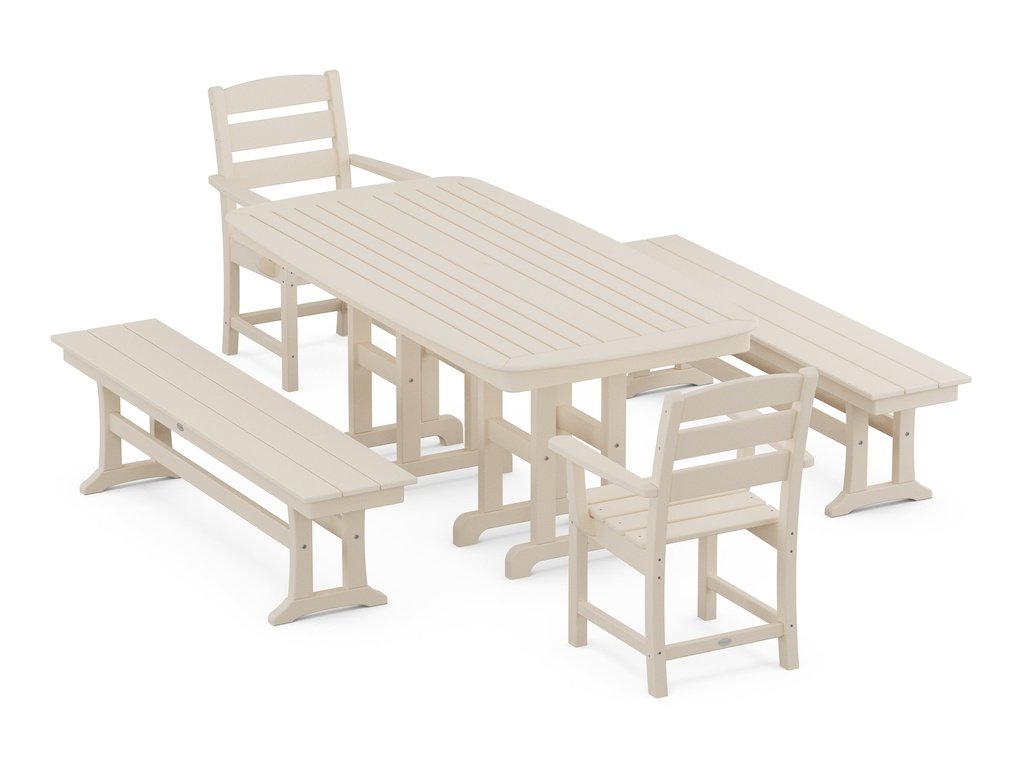 Lakeside 5-Piece Dining Set with Benches Photo