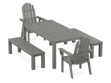 Vineyard Curveback Adirondack 5-Piece Parsons Dining Set with Benches Photo