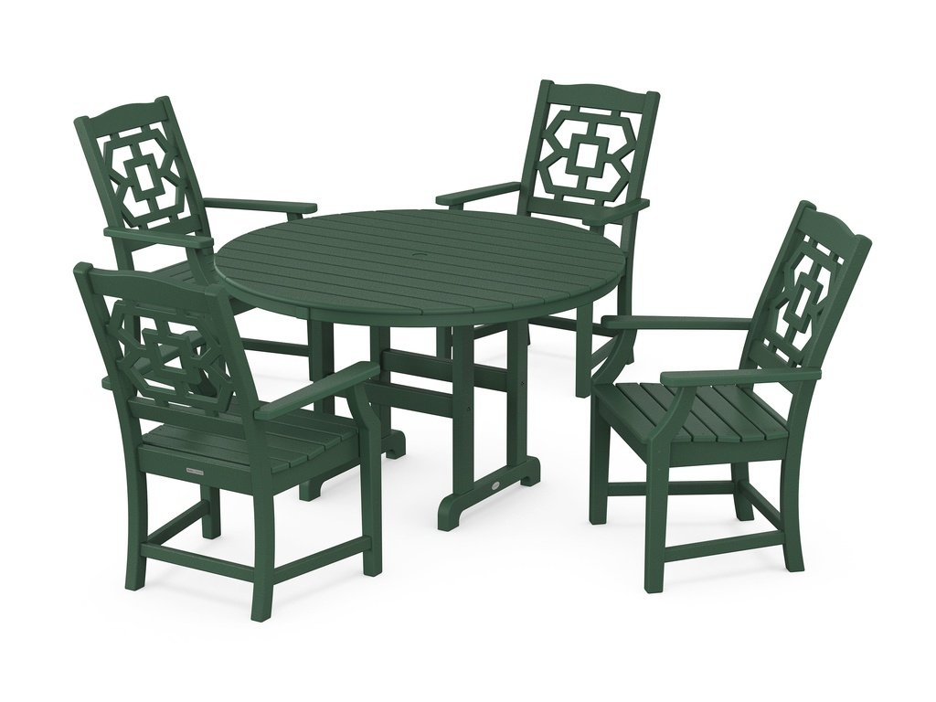 Chinoiserie 5-Piece Round Farmhouse Dining Set Photo