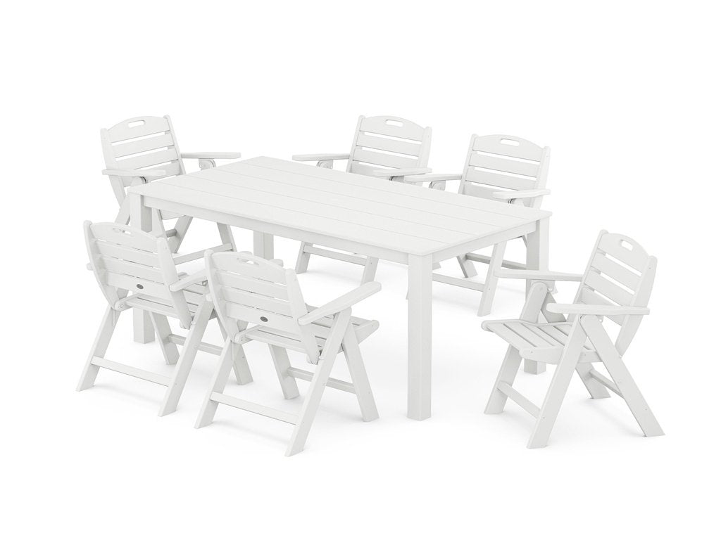 Nautical Folding Lowback Chair 7-Piece Parsons Dining Set Photo