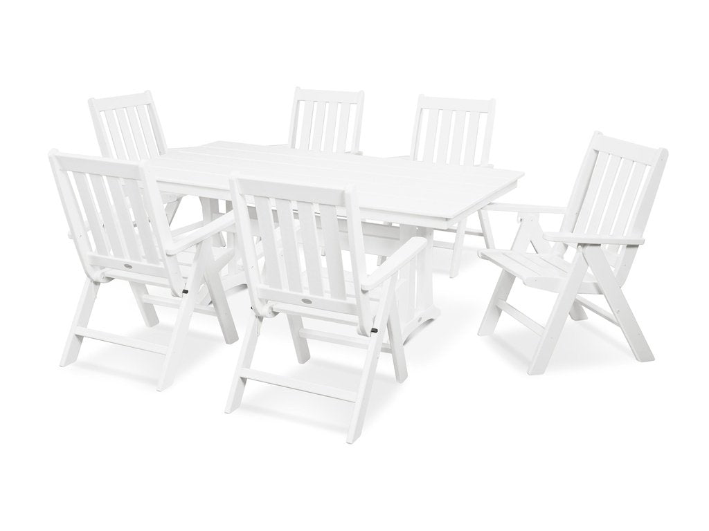 Vineyard Folding Chair 7-Piece Farmhouse Dining Set with Trestle Legs Photo