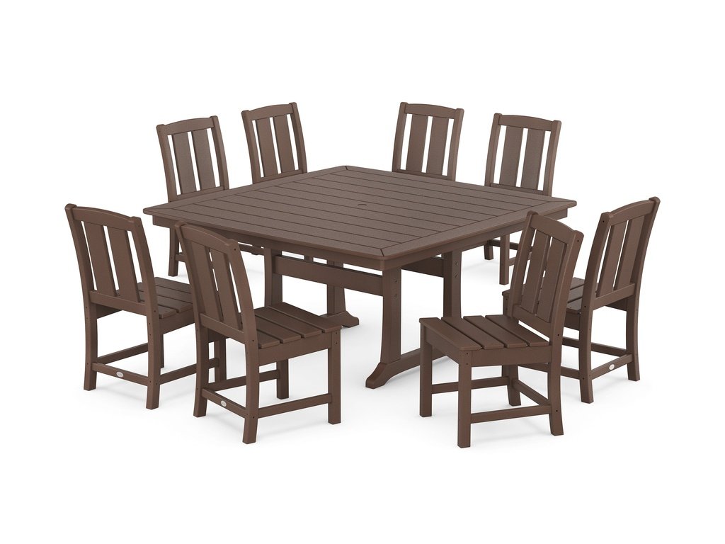 Mission Side Chair 9-Piece Square Dining Set with Trestle Legs Photo