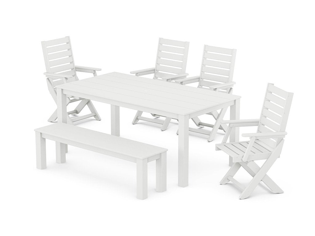 Captain Folding Chair 6-Piece Parsons Dining Set with Bench Photo