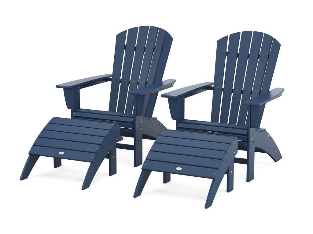 Nautical Curveback Adirondack Chair 4-Piece Set with Ottomans Photo