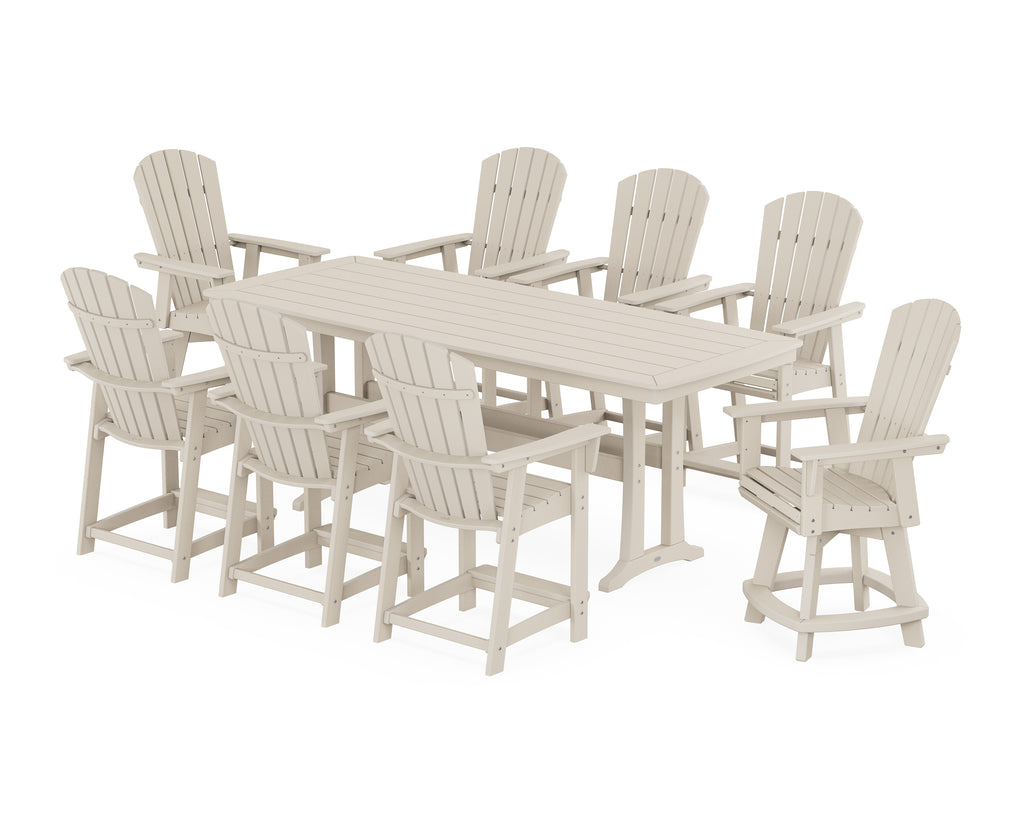 Nautical Curveback Adirondack Swivel 9-Piece Counter Set with Trestle Legs Photo