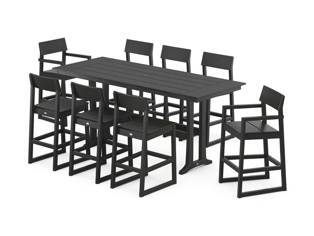 EDGE 9-Piece Farmhouse Bar Set with Trestle Legs Photo