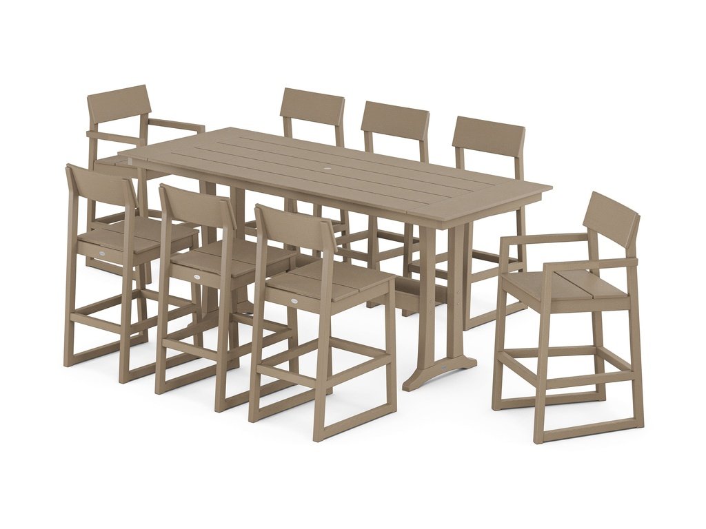 EDGE 9-Piece Farmhouse Bar Set with Trestle Legs Photo