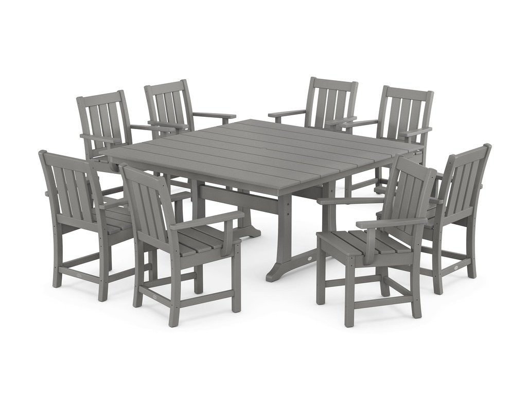 Oxford 9-Piece Square Farmhouse Dining Set with Trestle Legs Photo