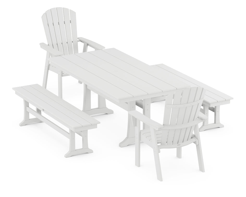 Nautical Adirondack 5-Piece Farmhouse Dining Set With Trestle Legs Photo