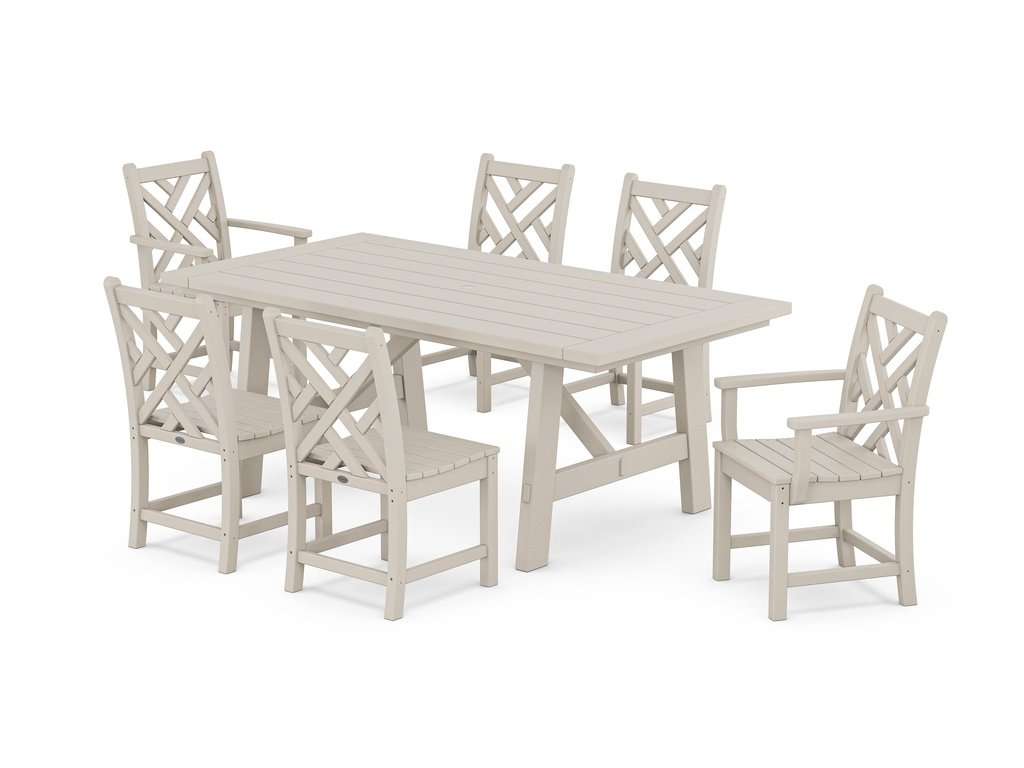 Chippendale 7-Piece Rustic Farmhouse Dining Set Photo