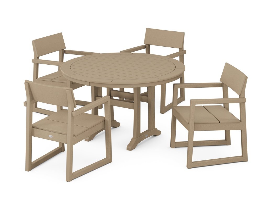 EDGE 5-Piece Round Dining Set with Trestle Legs Photo