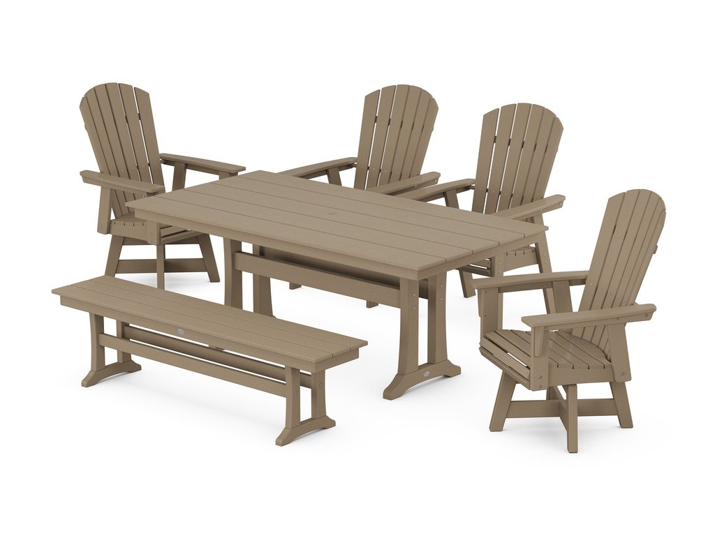 Nautical Adirondack Swivel 6-Piece Farmhouse Dining Set With Trestle Legs Photo