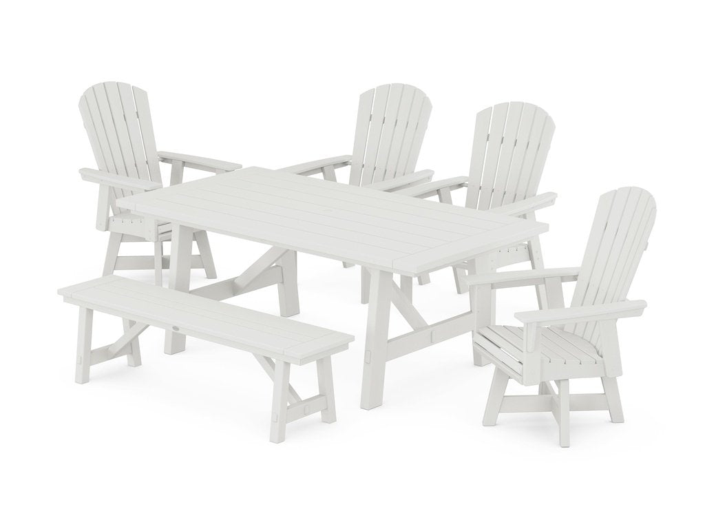 Nautical Adirondack Swivel 6-Piece Rustic Farmhouse Dining Set With Trestle Legs Photo