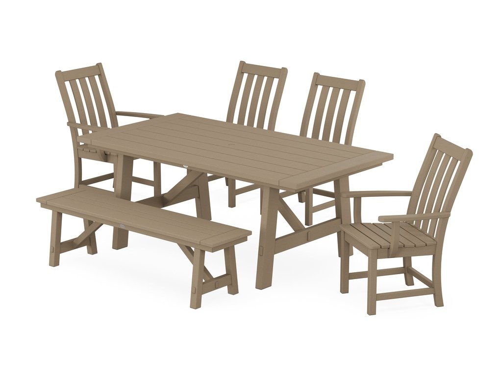 Vineyard 6-Piece Rustic Farmhouse Dining Set With Bench Photo