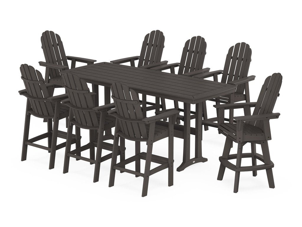 Vineyard Curveback Adirondack Swivel 9-Piece Bar Set with Trestle Legs Photo