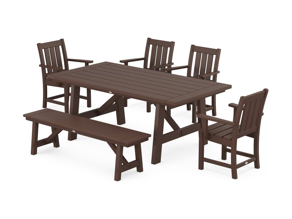 Oxford 6-Piece Rustic Farmhouse Dining Set with Bench Photo