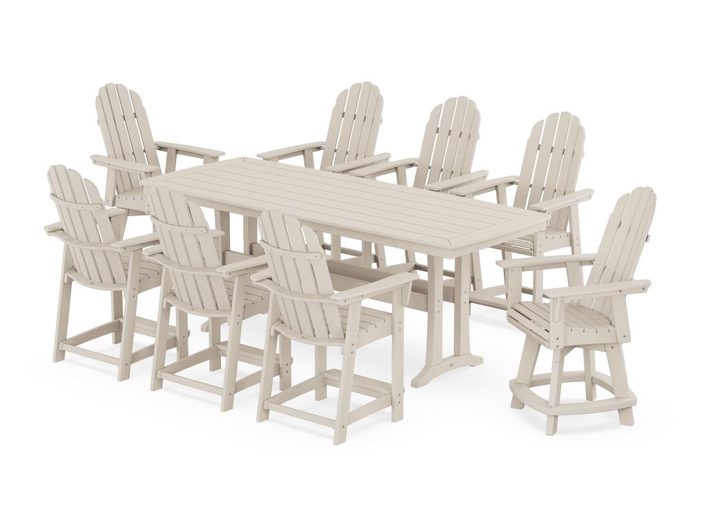 Vineyard Curveback Adirondack Swivel 9-Piece Counter Set with Trestle Legs Photo