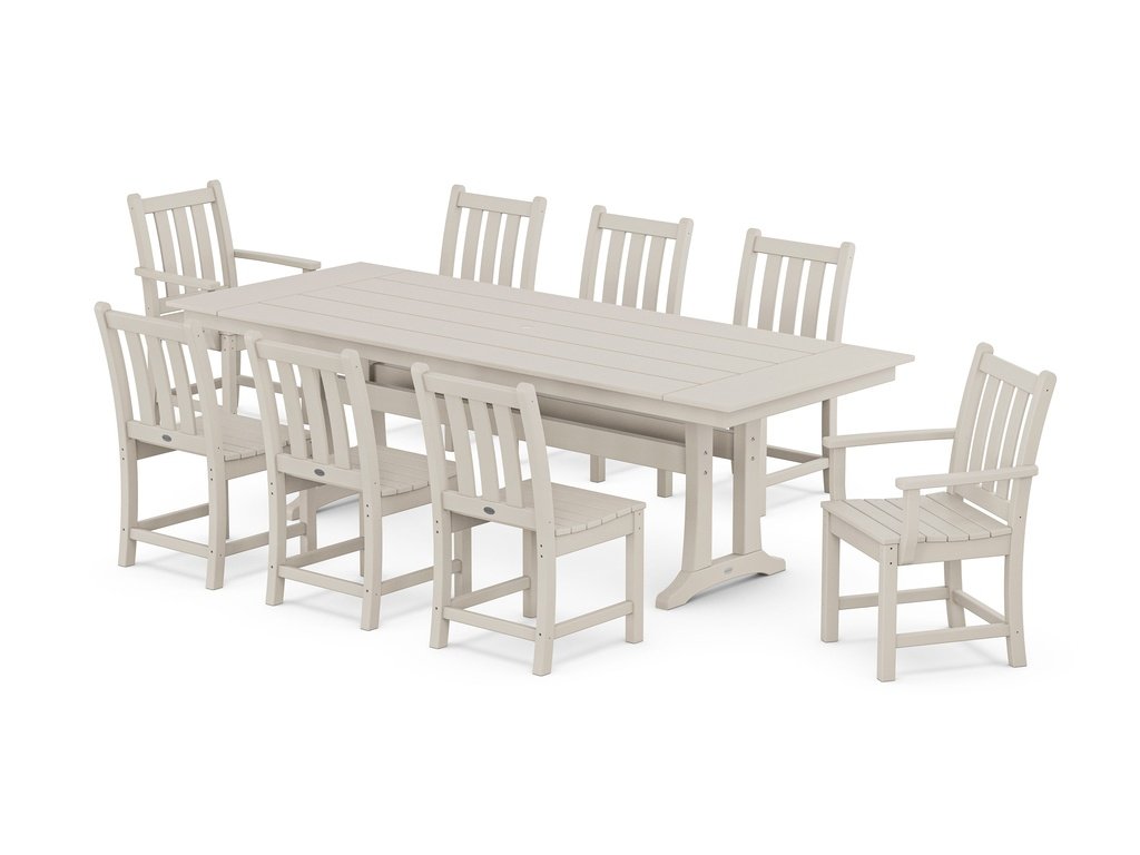 Traditional Garden 9-Piece Farmhouse Dining Set with Trestle Legs Photo