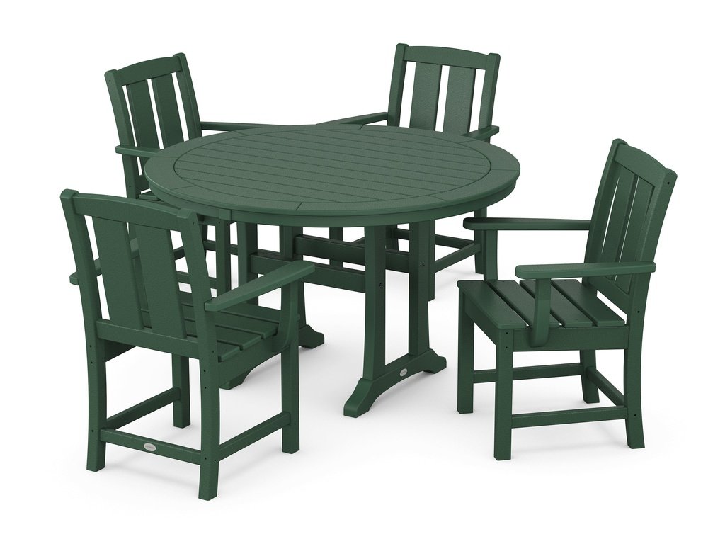 Mission 5-Piece Round Dining Set with Trestle Legs Photo