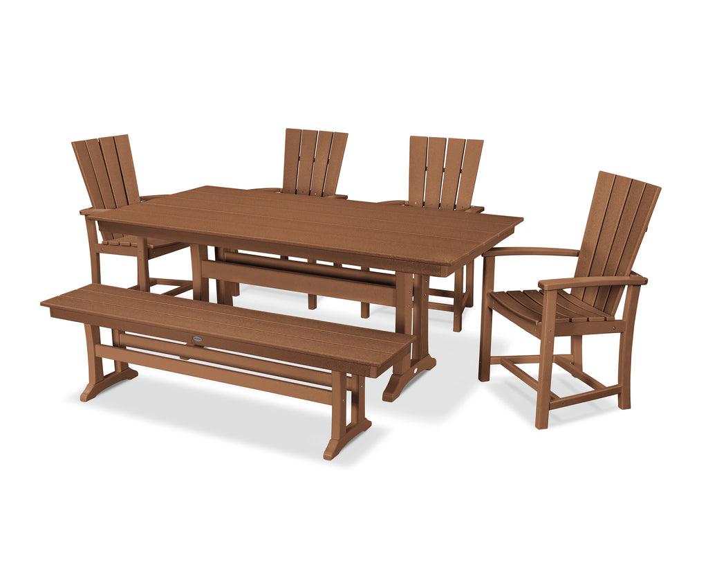 Quattro 6-Piece Farmhouse Dining Set with Trestle Legs and Bench Photo