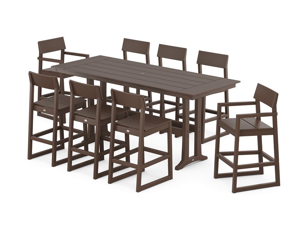 EDGE 9-Piece Farmhouse Bar Set with Trestle Legs Photo