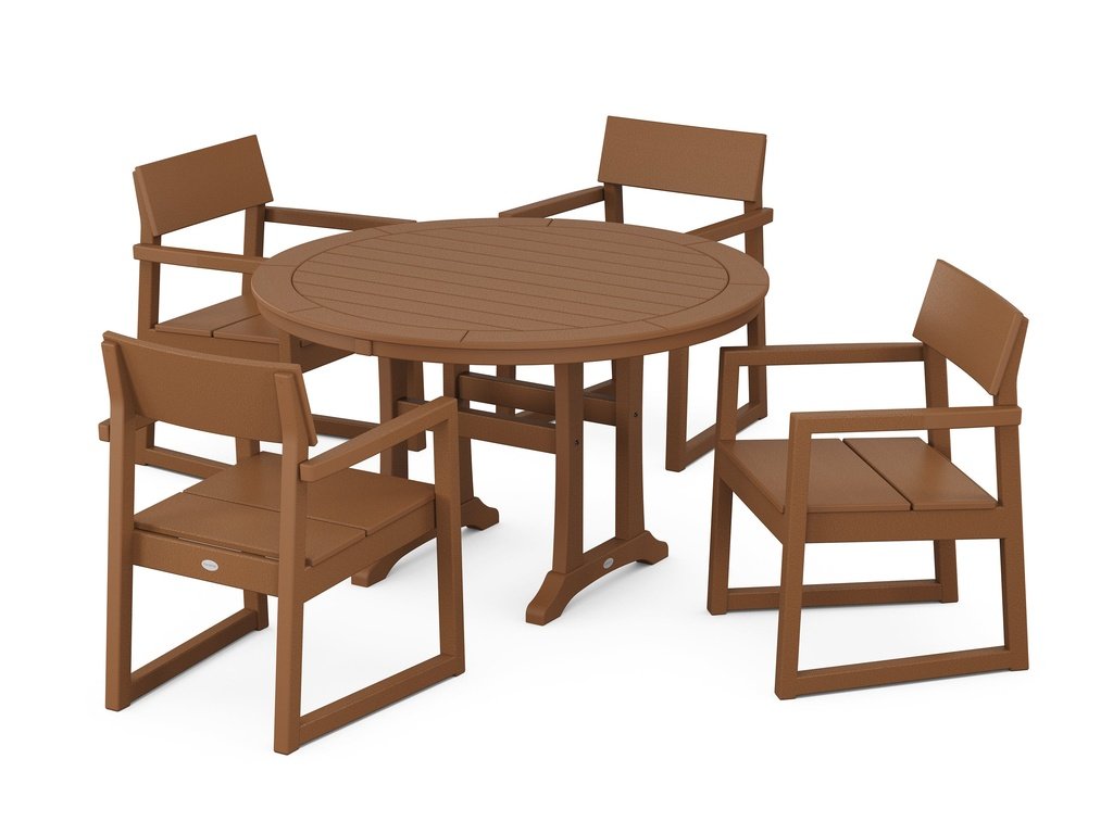 EDGE 5-Piece Round Dining Set with Trestle Legs Photo