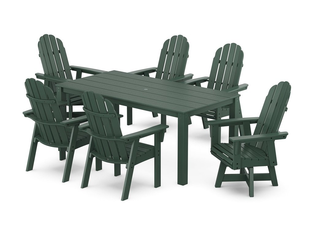 Vineyard Curveback Adirondack 7-Piece Parsons Swivel Dining Set Photo